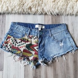 UO WyldeHart Tribal Denim Shorts